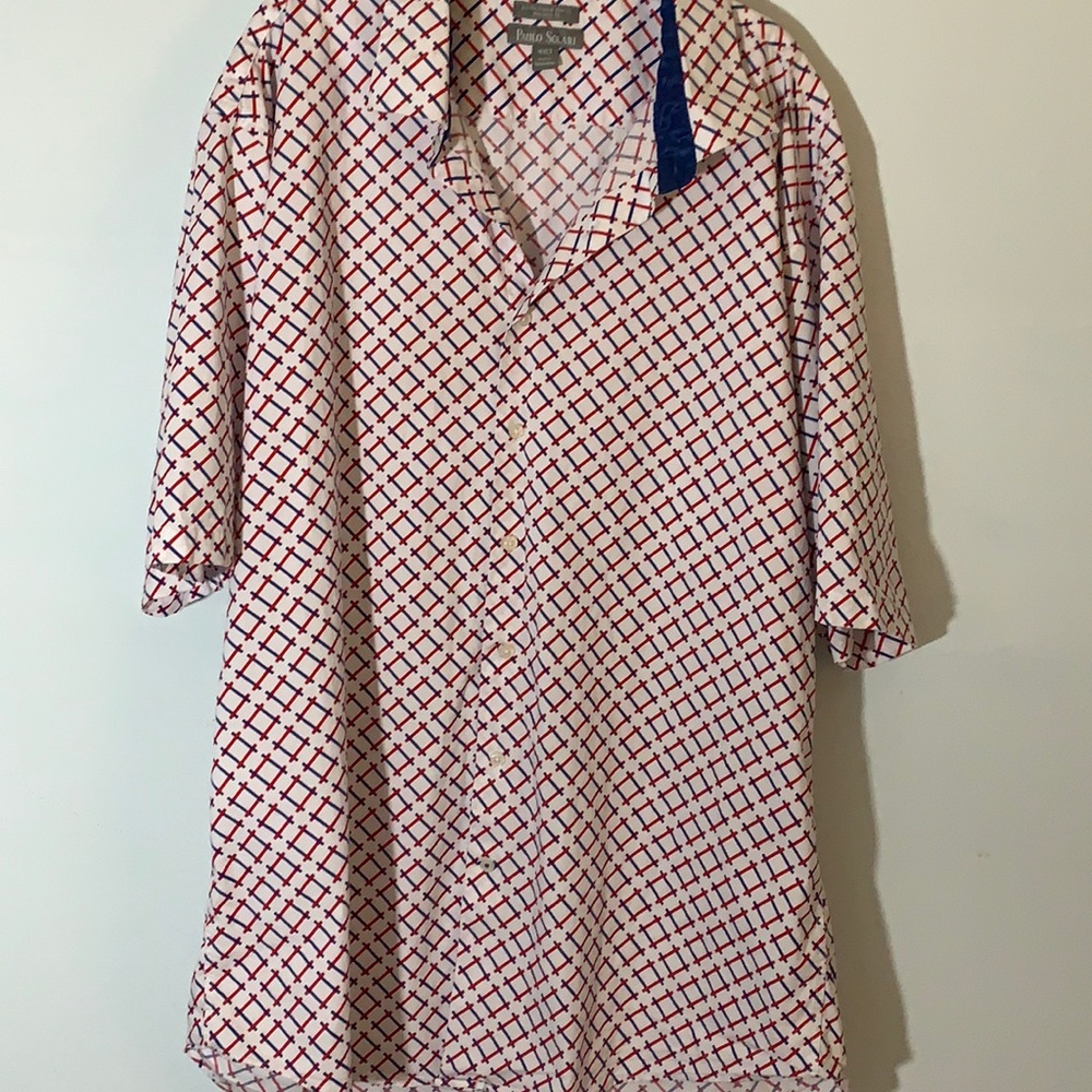 Euc Paulo Solari R-W-B S/S Button Down 4x - image 2